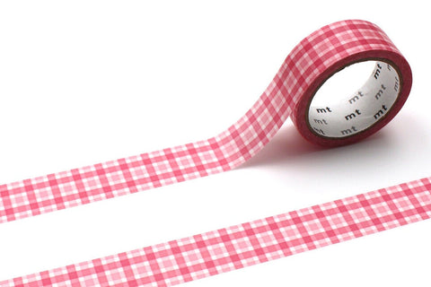 overlapped wide gingham check pink